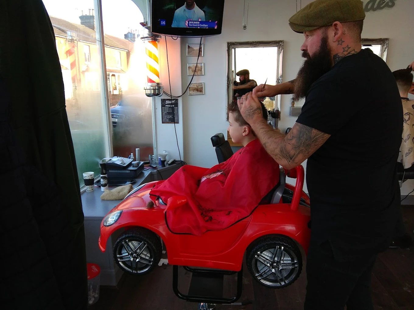 Haircut in progress